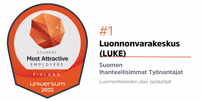 Universum 2022 merkki 1. sijasta luonnontieteiden alan opiskelijoiden keskuudessa.