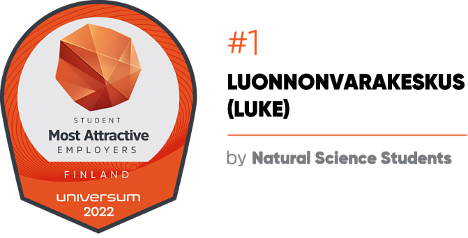 Universum badge from 2022. Natural Resource Institute ranked as first among science students.