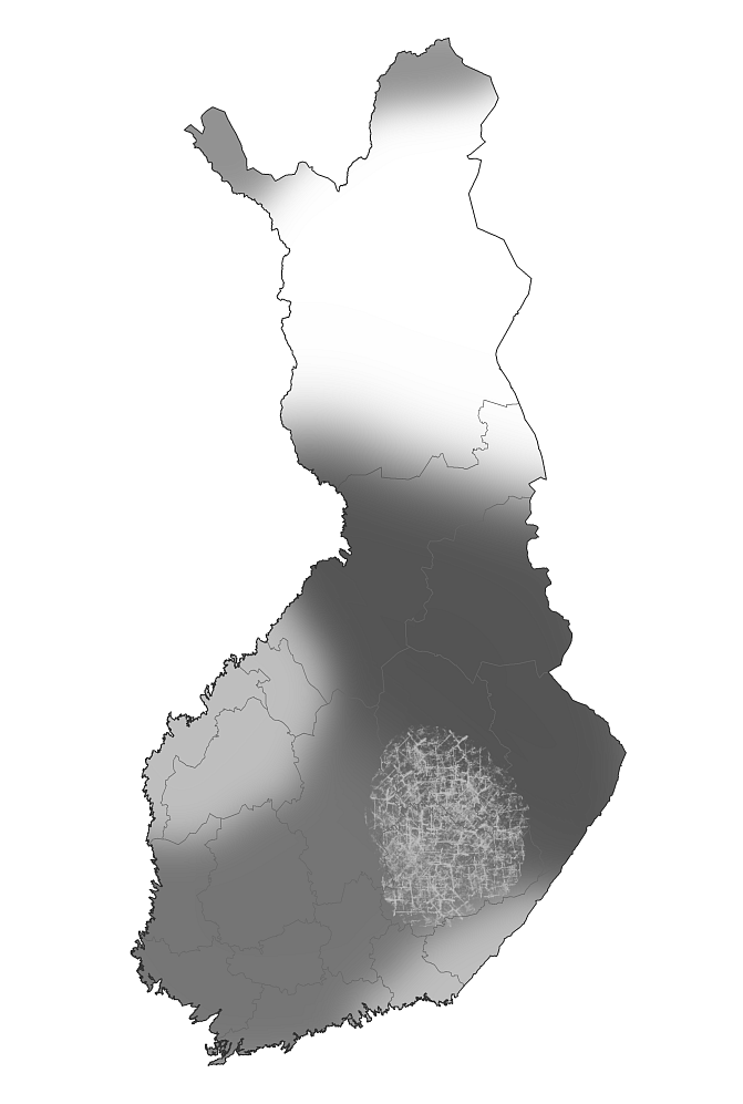 Suomen kartassa on esitetty myyrätilanne syksyllä 2021. Eniten myyriä on Pohjois-Karjalasta Pohjois-Pohjanmaalle ulottuvalla vyöhykkeellä. Lapissa myyriä vähiten.