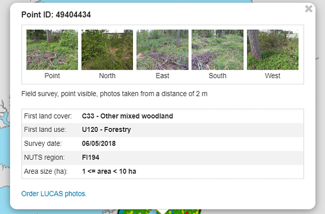 Skärmdump från Eurostats webbtjänst Lucas. 