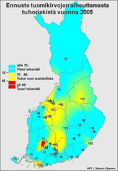 Tuomikirvaennuste 2005
