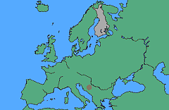 Picea omorika - levinneisyyskartta