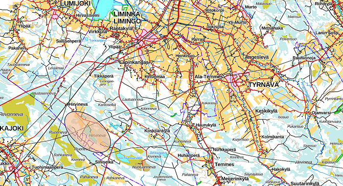 Hirvinevan sijainti kartalla