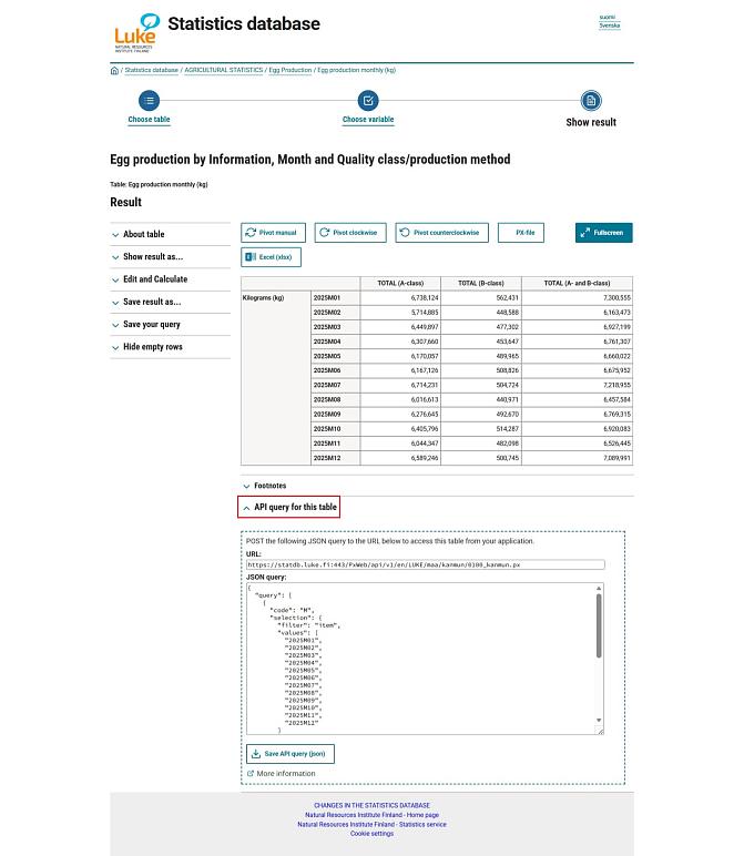 API query in the page