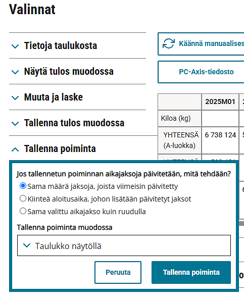 Kuva poiminnan tallennus