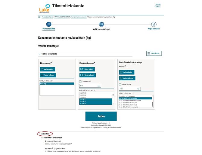 Laajennettu valinta näkymä
