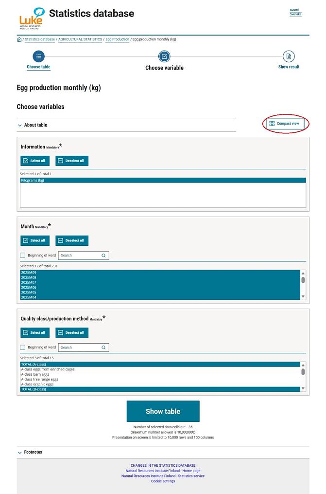 Create table in list view