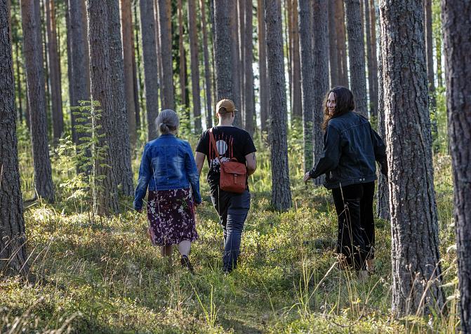 People enjoying the outdoors in the forest