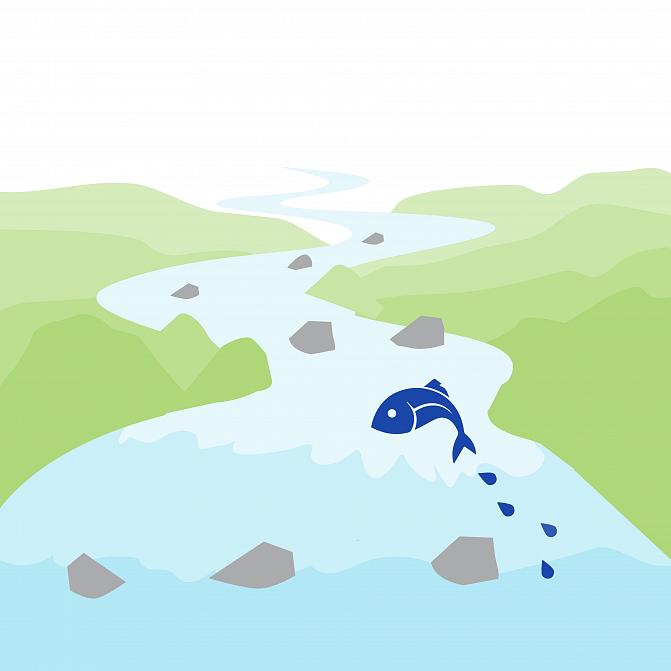 Kuvituskuva lohijoesta