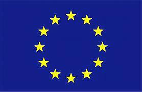 EU-lippu, tummansinisellä pohjalla keltaiset tähdet.