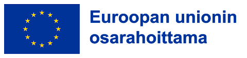 Euroopan unionin osarahoittama teksti ja EU-lippu
