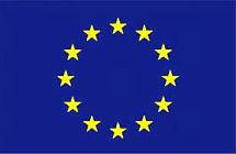 EU-lippu, tummansinisellä pohjalla keltaiset tähdet.
