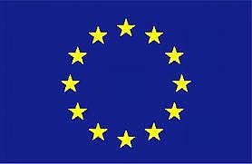 EU-lippu, tummansinisellä pohjalla keltaiset tähdet.