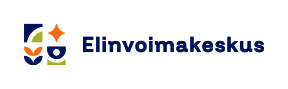 Kuvassa on Elinvoimakeskuksen logo sinisellä värillä kirjoitettuna logon kanssa.