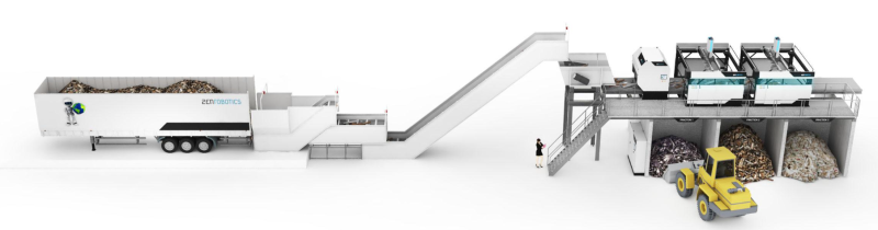 Kuvassa näkyy kuinka rakennus- ja purkujätettä voidaan lajitella tehokkaasti.