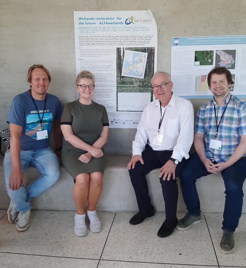 ALFAwetlands members in the 11th Biogeomon conference in Puerto Rico (7.-11.1.2024). From left: Kaido Soosaar, Liisa Ukonmaanaho, Ülo Mander and Mikk Espenberg.