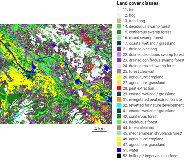 Example of the developed land use land cover map in northern Finland