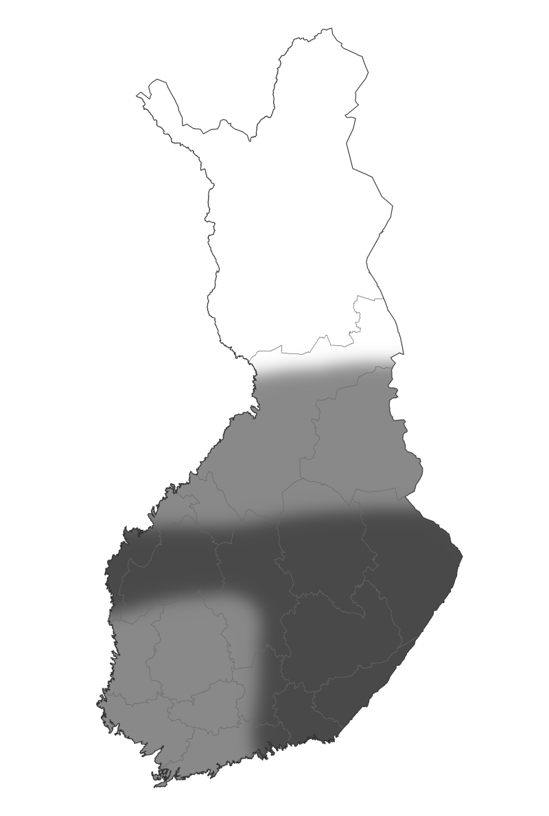 Kartta, joka kuvaa myyrätiheyksiä Suomessa