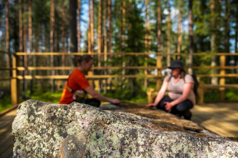 lapsia kivellä metsässä