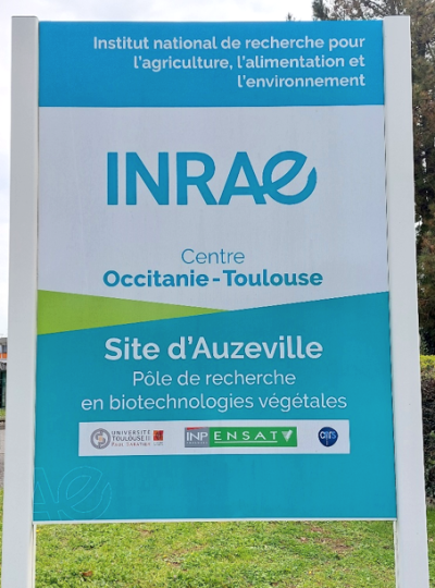 Portti Euroopan johtavaan maatalousalan tutkimuslaitokseen  Inraeen. Portissa laitoksen nimi ja logoja.