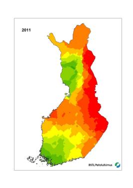 Ahman levinneisyyskartta 2011