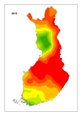 Ahman levinneisyyskartta 2015