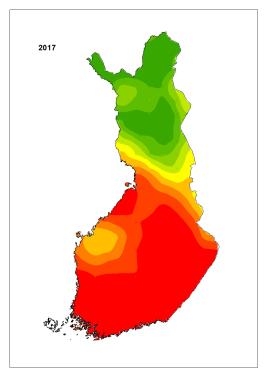 Ilveksen levinneisyyskartta 2017