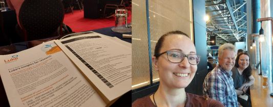 Luken tutkijat Marleena Hagner, Pentti Ruuttunen ja Marika Rastas biopestisidi-konferenssissa Brysselissä.